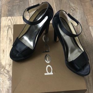 Bebe sexy black satin platform heels